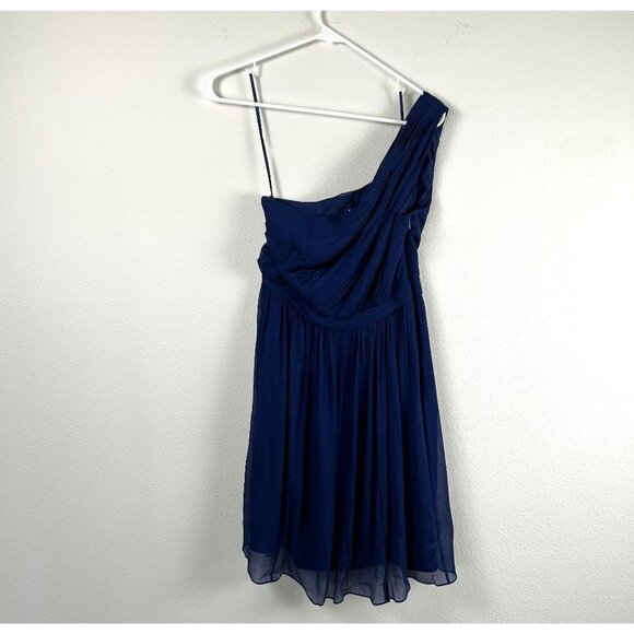 J Crew Kylie Dress Womens Size 2 Royal Blue Silk Chiffon Side Zip Prom Wedding - Picture 1 of 14